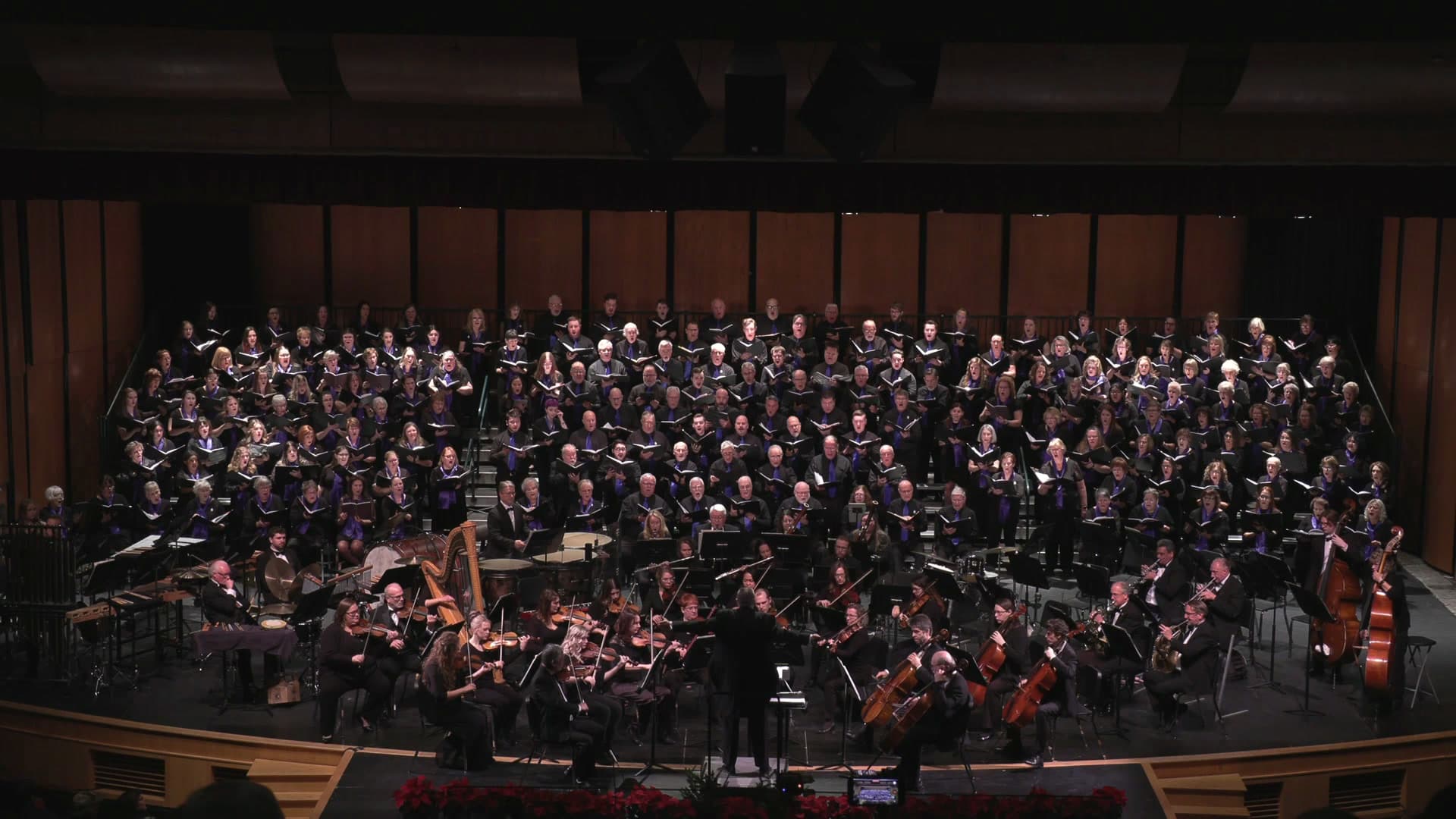 South Shore Chorale and orchestra performing together across the full stage